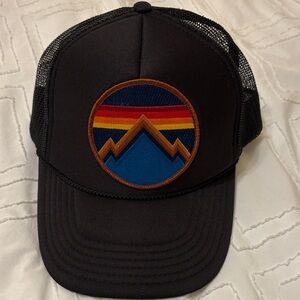 Aviator Nation Black Trucker Hat with Mountain Patch